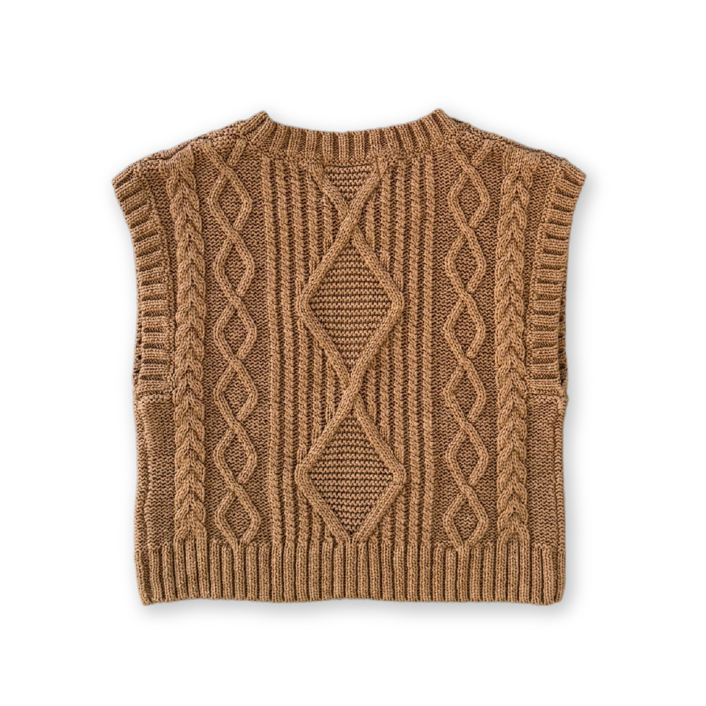 Grown Organic Chunky Cable Knit Vest - Toast