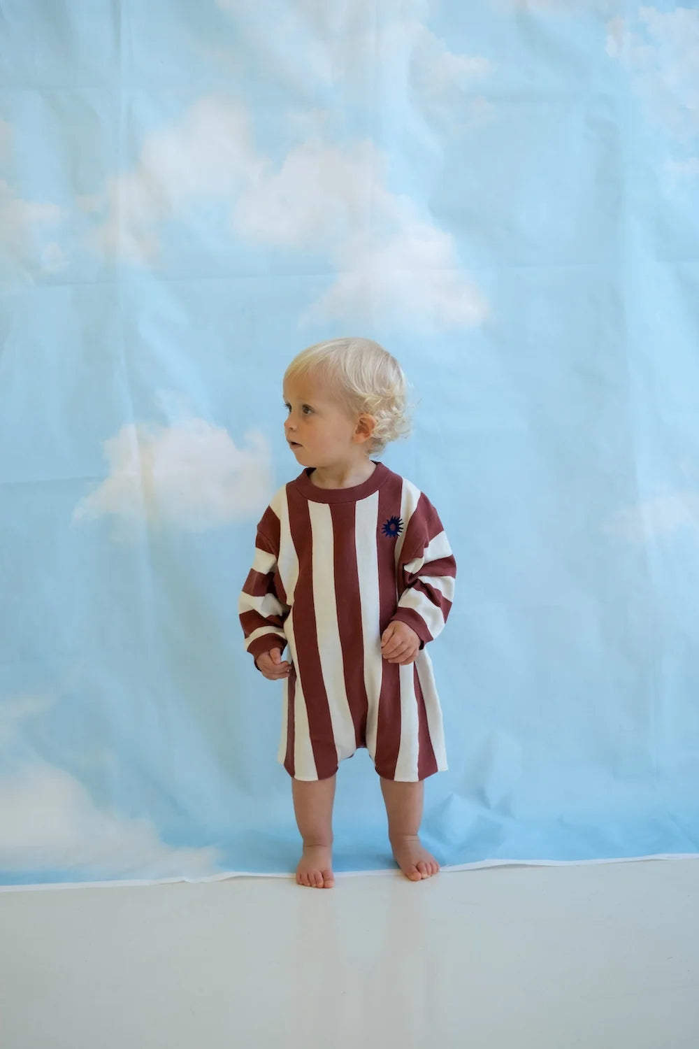 Grown Organic Knitted Stripe Romper - Maroon