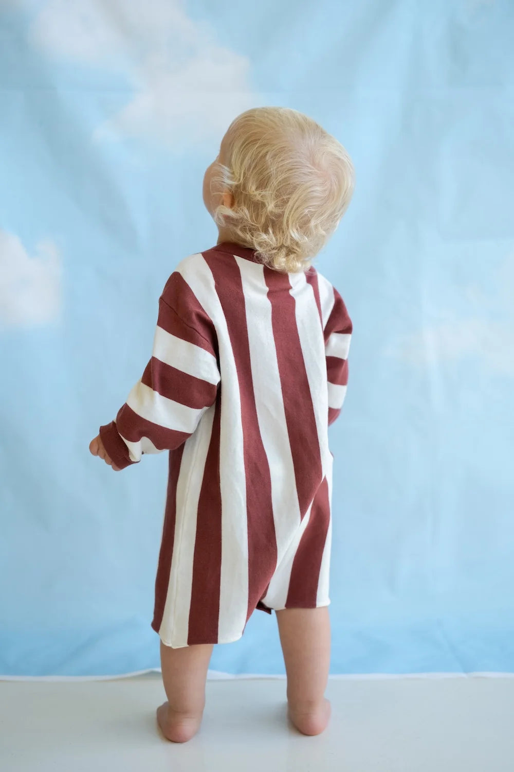 Grown Organic Knitted Stripe Romper - Maroon