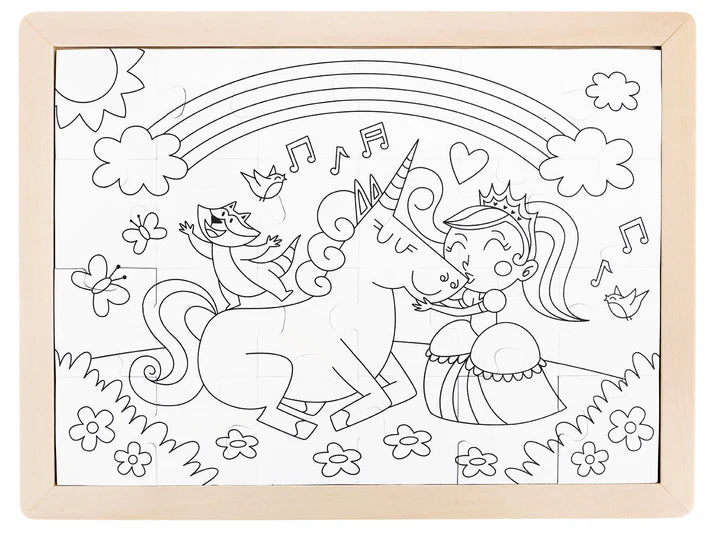 Hape - Double Sided Colour Puzzle Unicorn & Friends