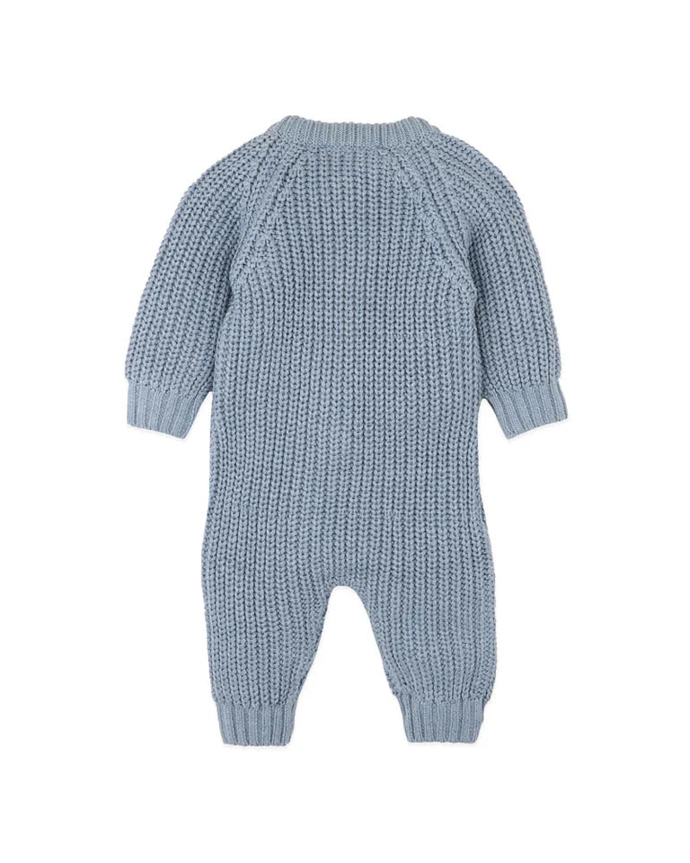 Bebe Blue Knitted Zip Romper