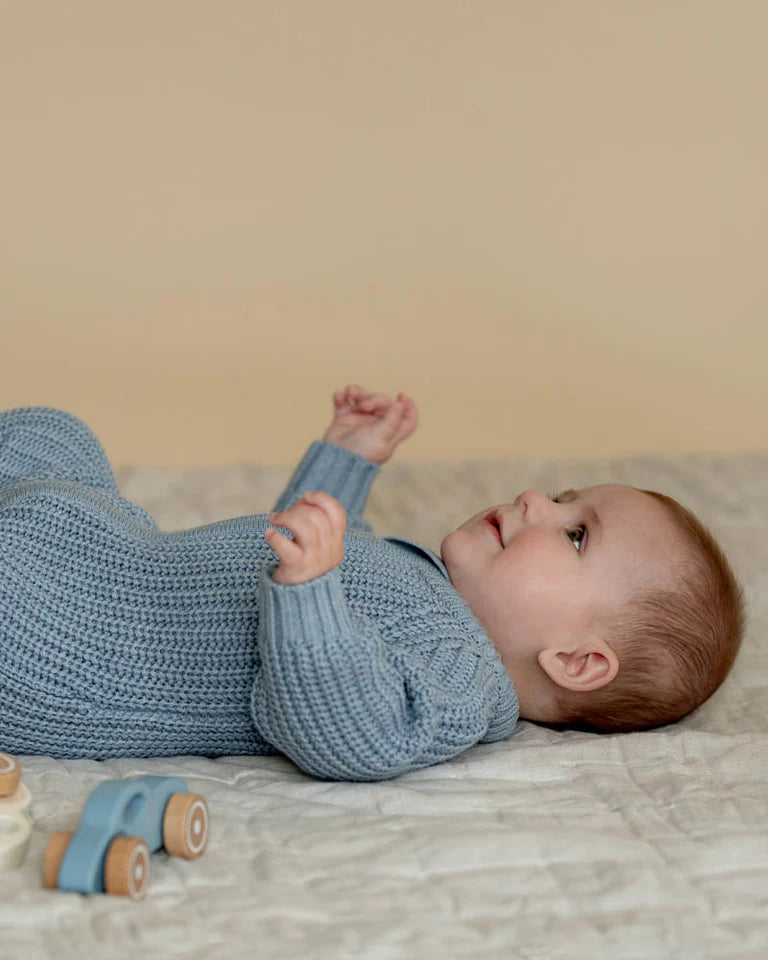 Bebe Blue Knitted Zip Romper