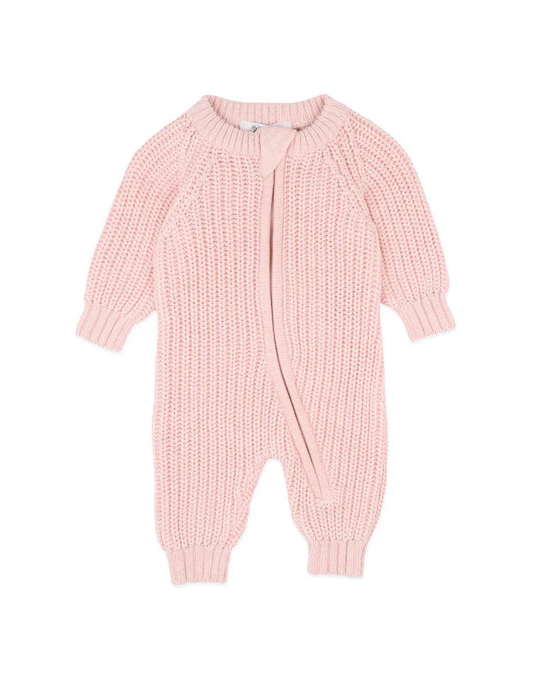 Bebe Pale Pink Knitted Zip Romper