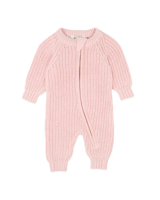 Bebe Pale Pink Knitted Zip Romper
