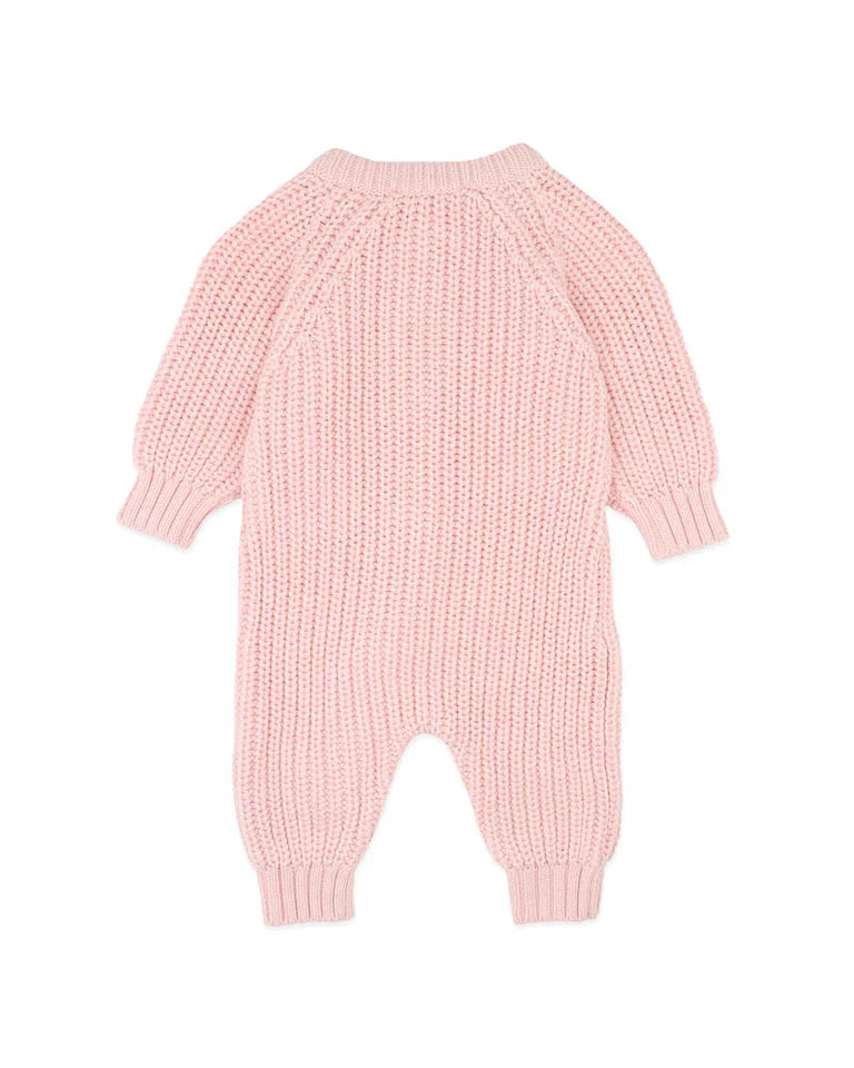 Bebe Pale Pink Knitted Zip Romper