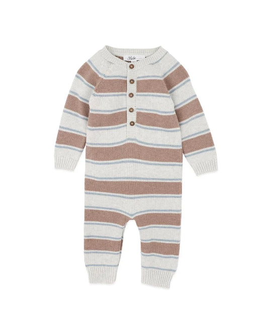 Bebe Alvin Stripe Organic Knitted Romper