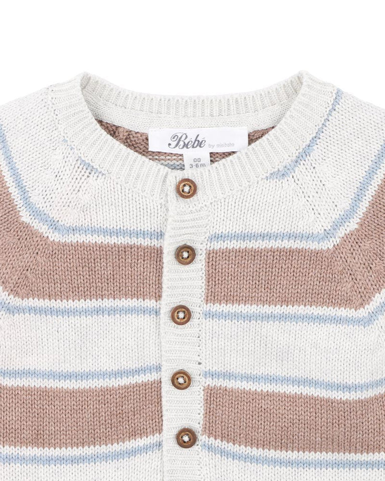 Bebe Alvin Stripe Organic Knitted Romper