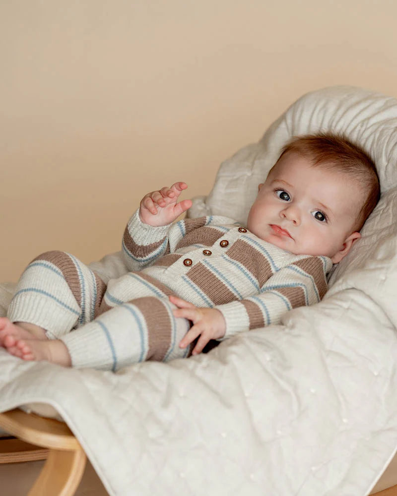 Bebe Alvin Stripe Organic Knitted Romper