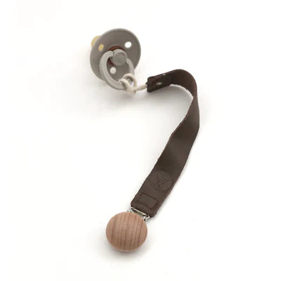 Leather Pacifier Clip - Coffee