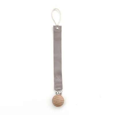 Leather Pacifier Clip - Grey