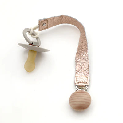 Leather Pacifier Clip - Rose Gold