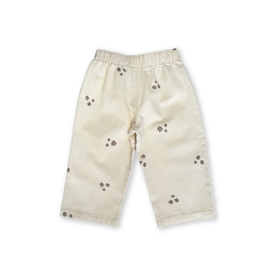 Grown Organic Denim Wild Flower Embroidery Pant - Milk