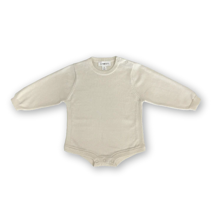 Grown - Side Rib Oversized Romper - Milk