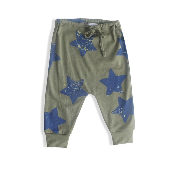 Little Flock of Horrors  - Asher Dropcrotch Pant, Sage Stars