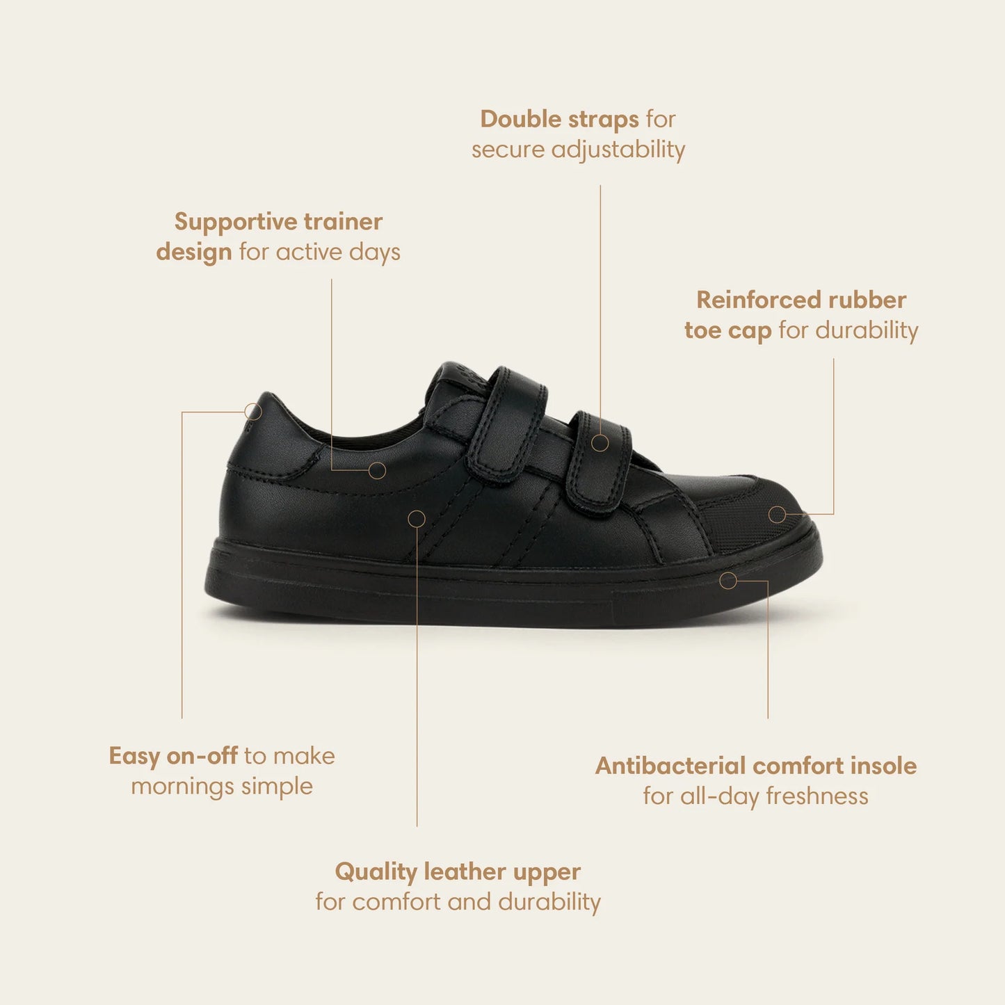 Pretty Brave Atlas Black School Shoe