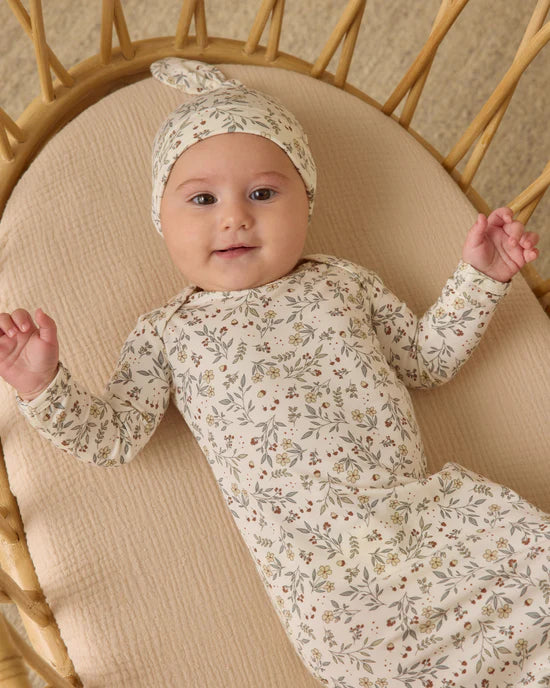 Quincy Mae Bamboo Baby Gown + Hat Set - Woodland