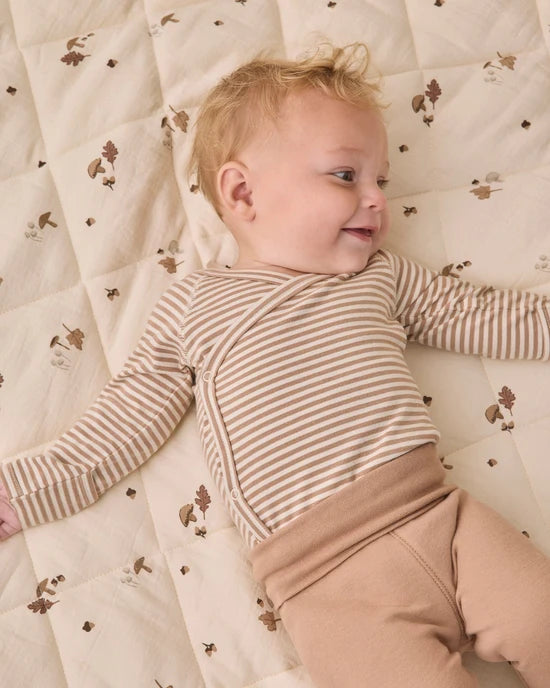 Quincy Mae Side Snap Bodysuit + Pant Set - Almond Stripe