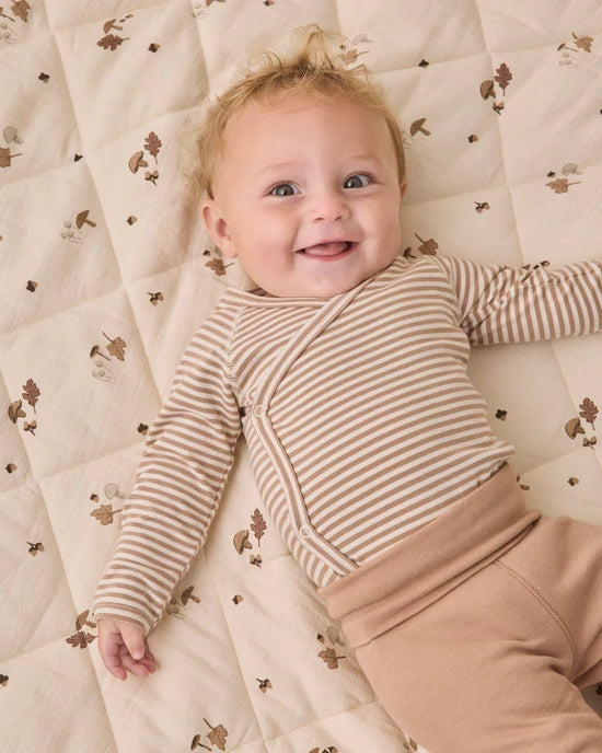 Quincy Mae Side Snap Bodysuit + Pant Set - Almond Stripe
