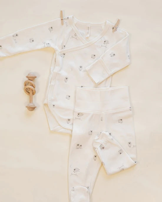 Quincy Mae Side Snap Bodysuit + Pant Set - Sheep