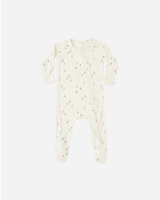 Quincy Mae Bamboo Zip Footie - Trees