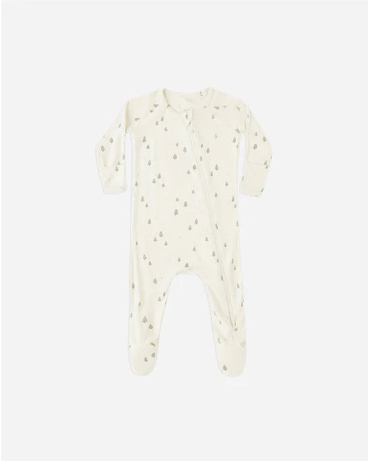 Quincy Mae Bamboo Zip Footie - Trees