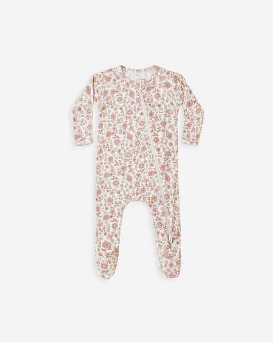 Quincy Mae Bamboo Zip Footie - Bloom