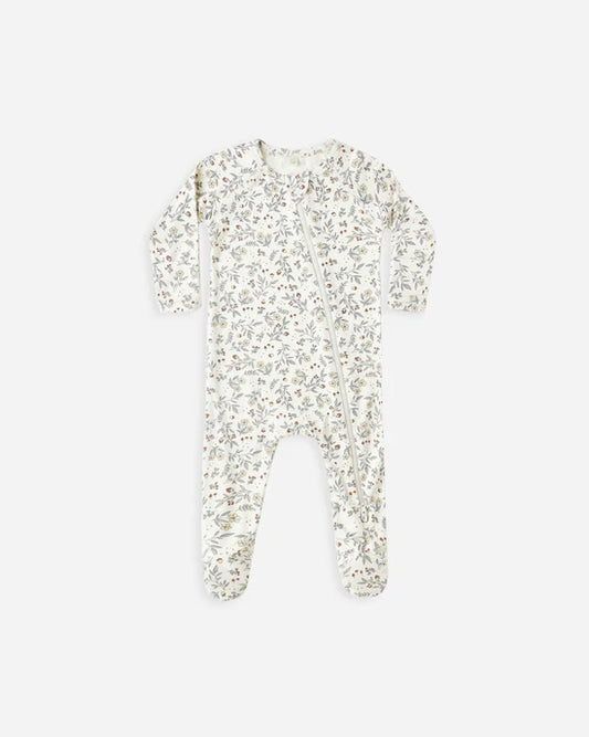 Quincy Mae Bamboo Zip Footie - Woodland