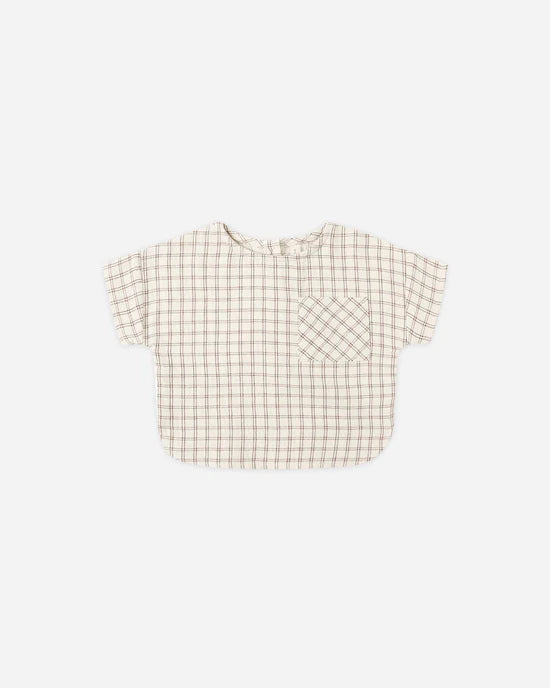 Quincy Mae Woven Boxy Top - Cedar Check