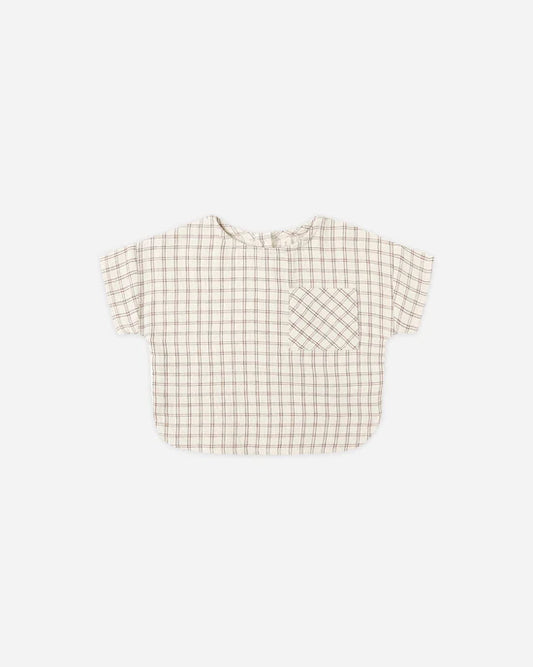 Quincy Mae Woven Boxy Top - Cedar Check
