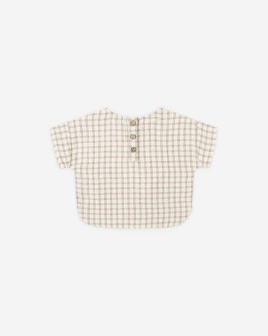 Quincy Mae Woven Boxy Top - Cedar Check