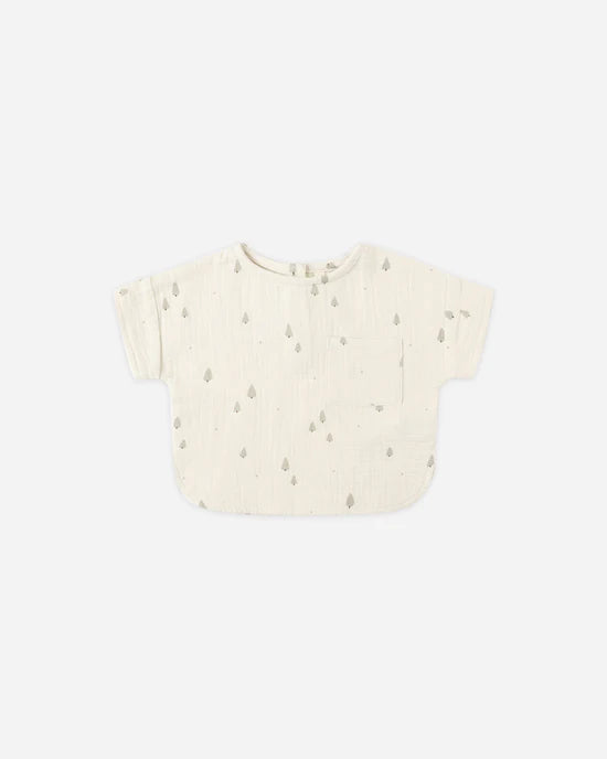 Quincy Mae Woven Boxy Top - Trees