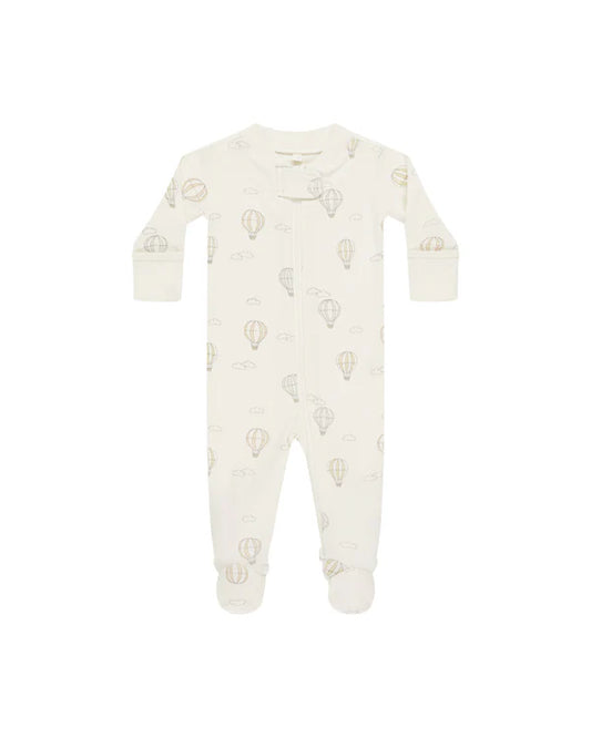 Quincy Mae - Zip L/Sleeve Sleeper Footie - Hot Air Balloons
