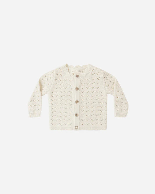 Quincy Mae Scalloped Cardigan - Natural