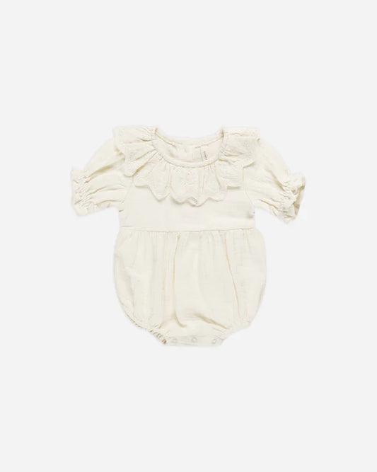 Quincy Mae - Collared Romper Ivory *Last Size* 12-18mth