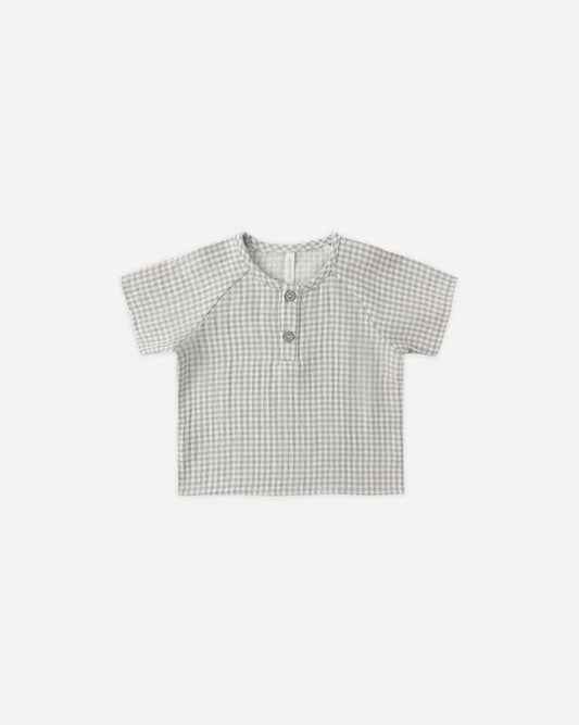 Quincy Mae Short Sleeve Zion Shirt - Sage Gingham