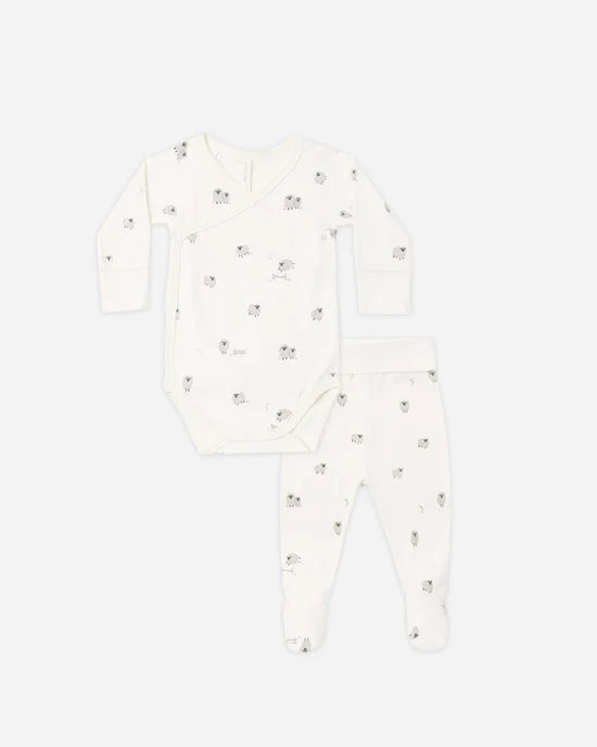 Quincy Mae Side Snap Bodysuit + Pant Set - Sheep