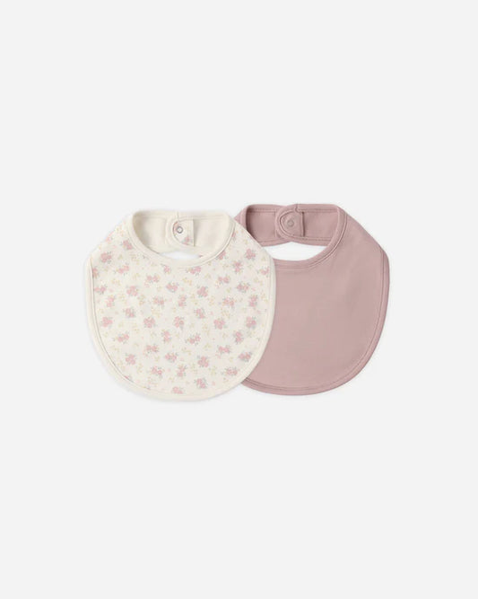 Quincy Mae Jersey Snap Bib Pack - Flower Field, Mauve