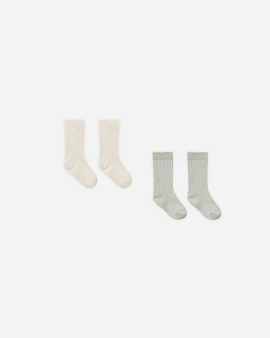 Quincy Mae Sock Set - Natural, Sage