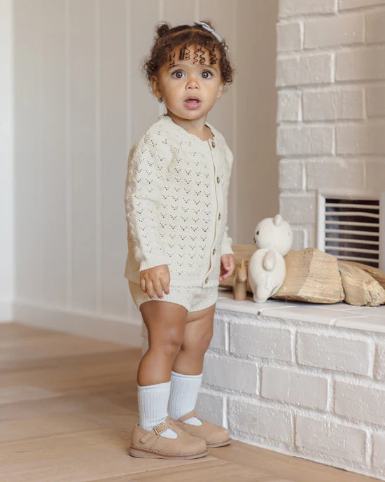 Quincy Mae Scalloped Cardigan - Natural
