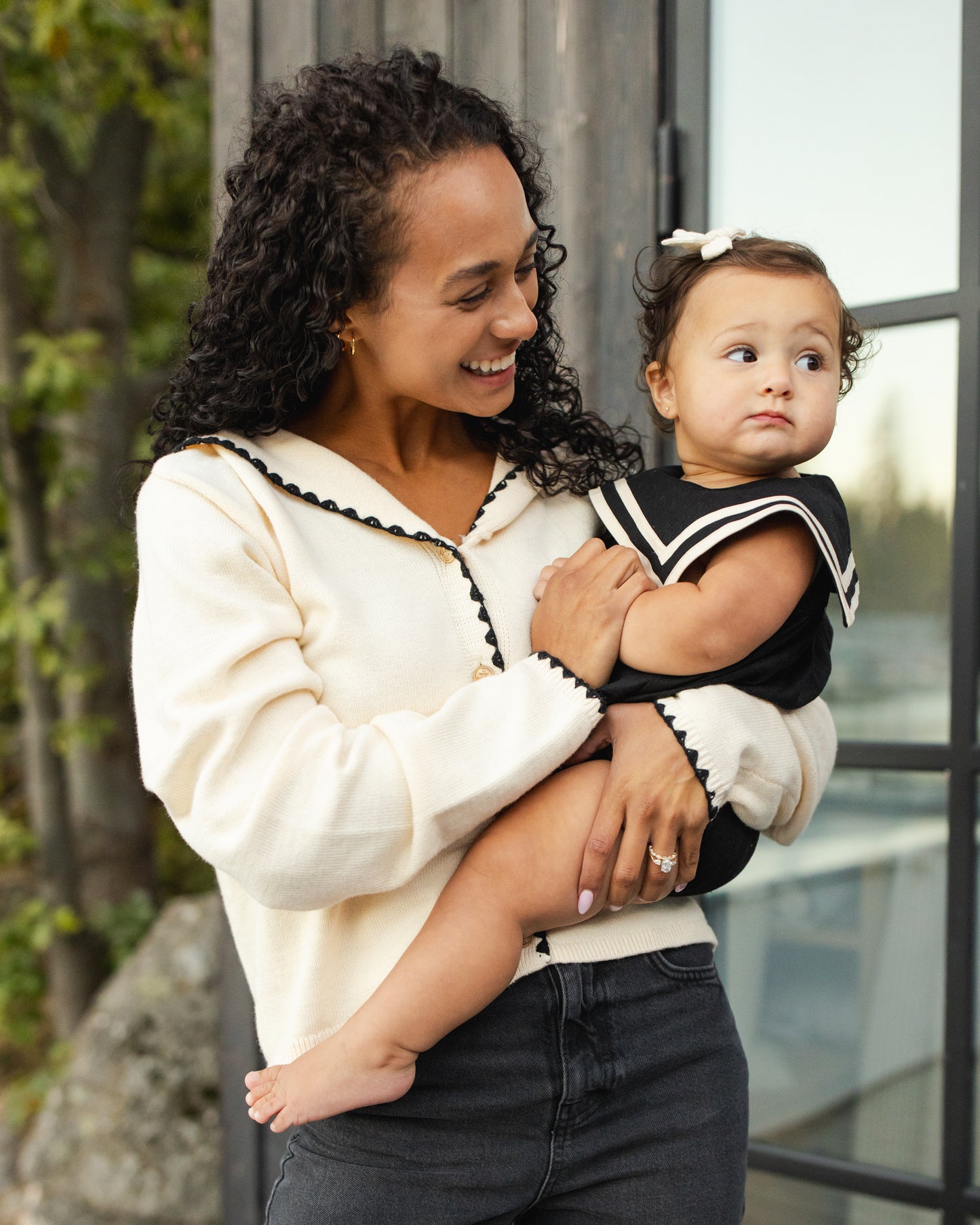 Rylee + Cru Sailor Romper Black