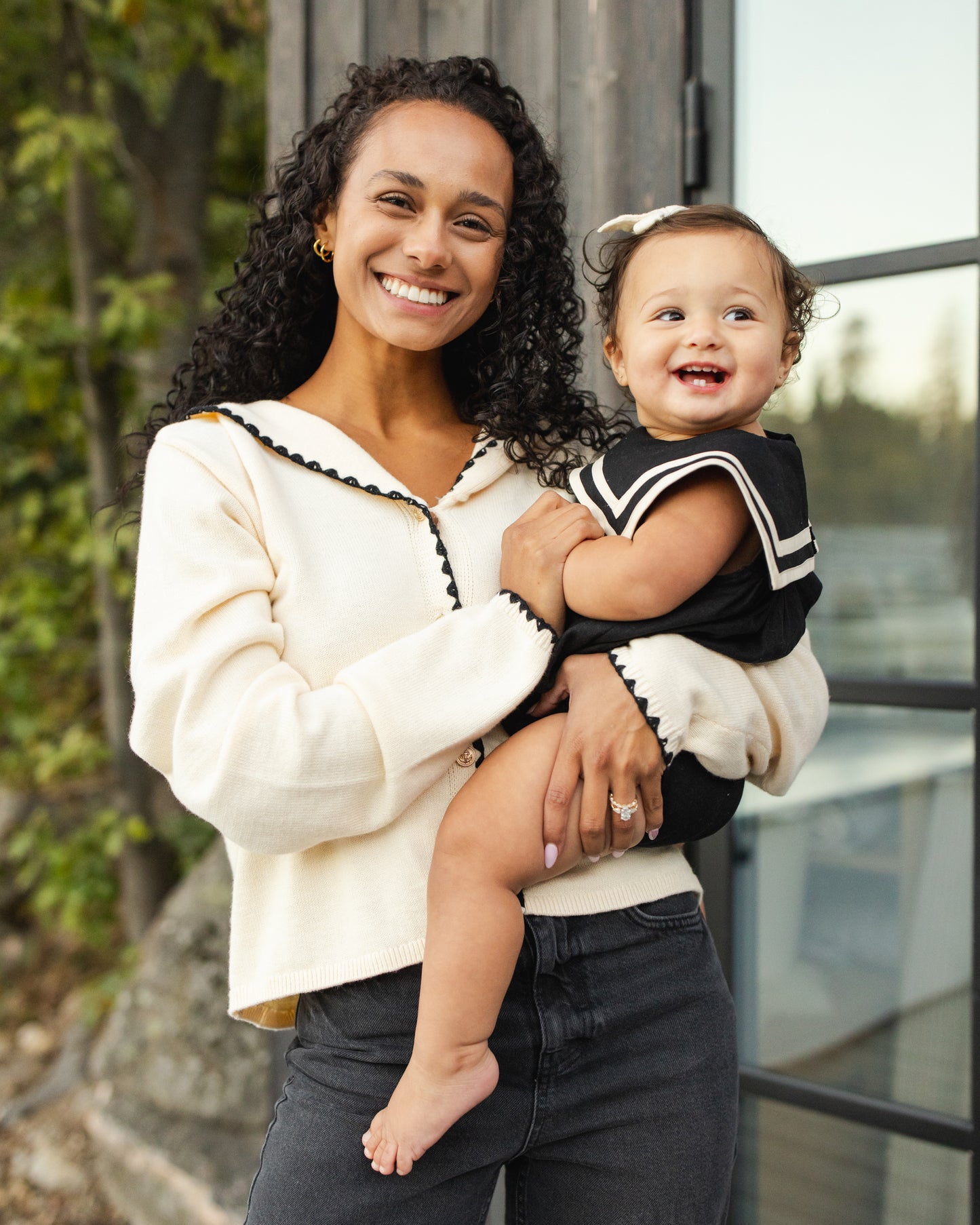 Rylee + Cru Sailor Romper Black