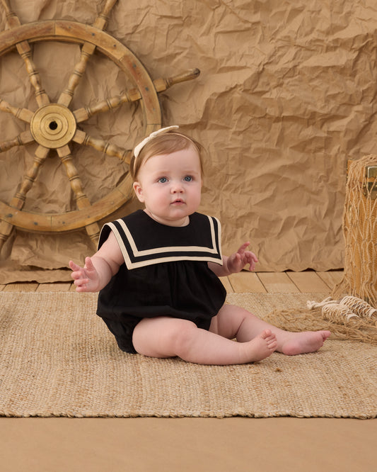 Rylee + Cru Sailor Romper Black