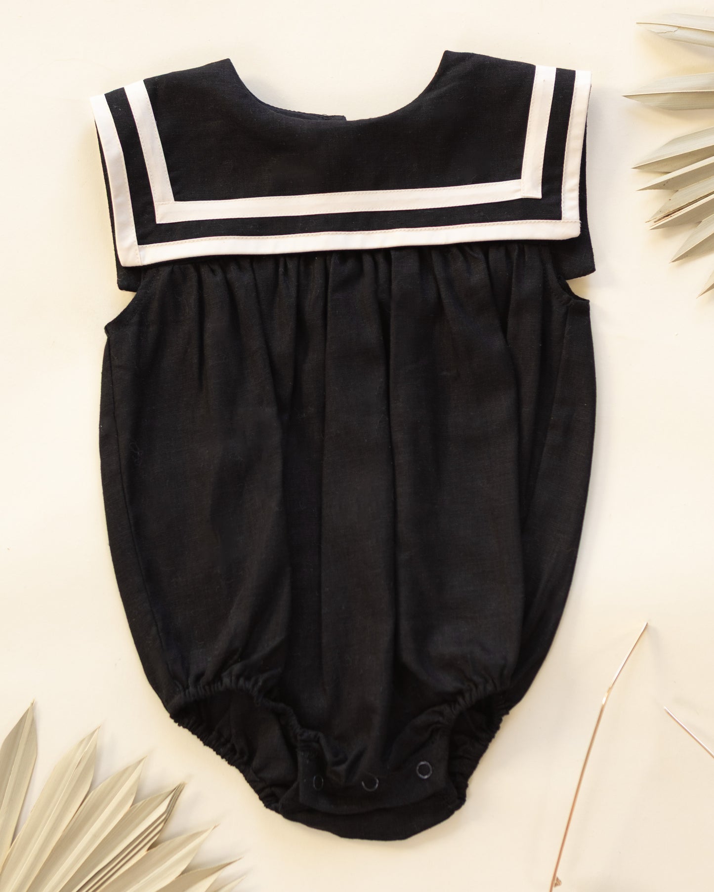 Rylee + Cru Sailor Romper Black