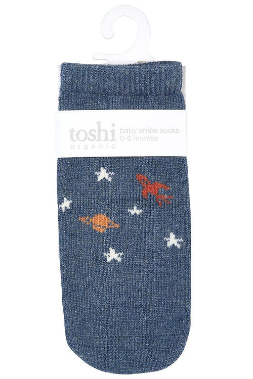 Toshi Organic Socks Ankle Jacquard - Space Race
