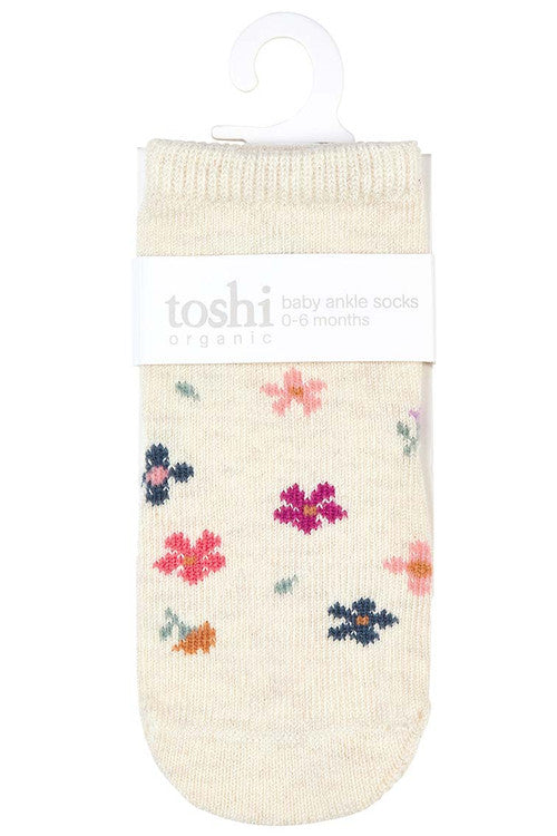 Toshi Organic Socks Ankle Jacquard - Wild Flowers