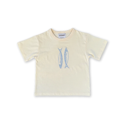 Grown Sardine Embroidered Tee - Milk