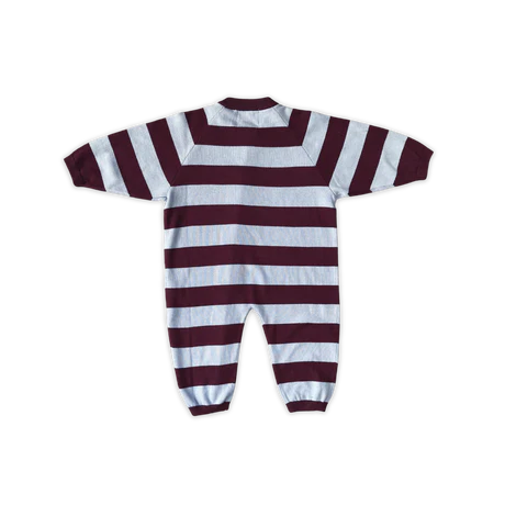 Grown Organic Stripe Zipper Knit Starsuit - Plum & Haze