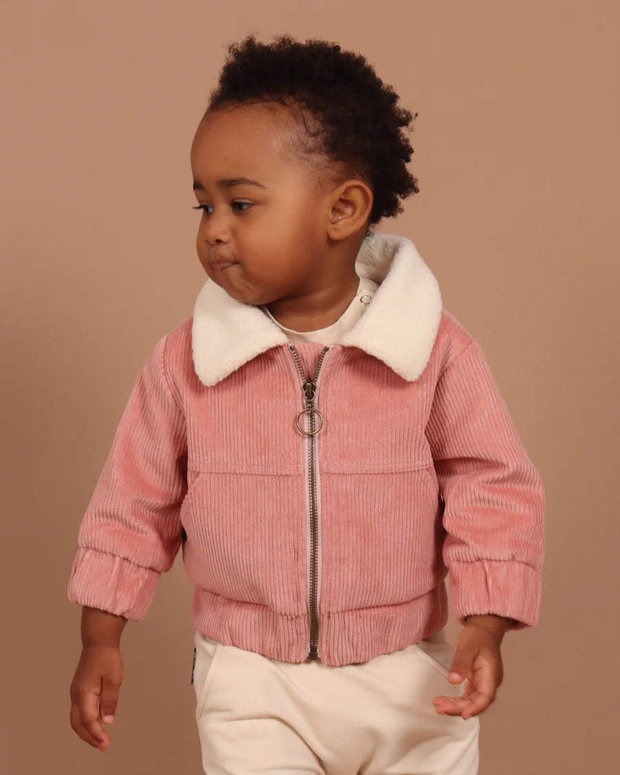 Tiny Tribe Corduroy Sherpa Collar Jacket - Blush