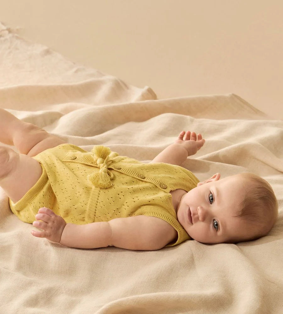 Wilson & Frenchy Organic Knitted Tie Bodysuit - Sunny Sorbet