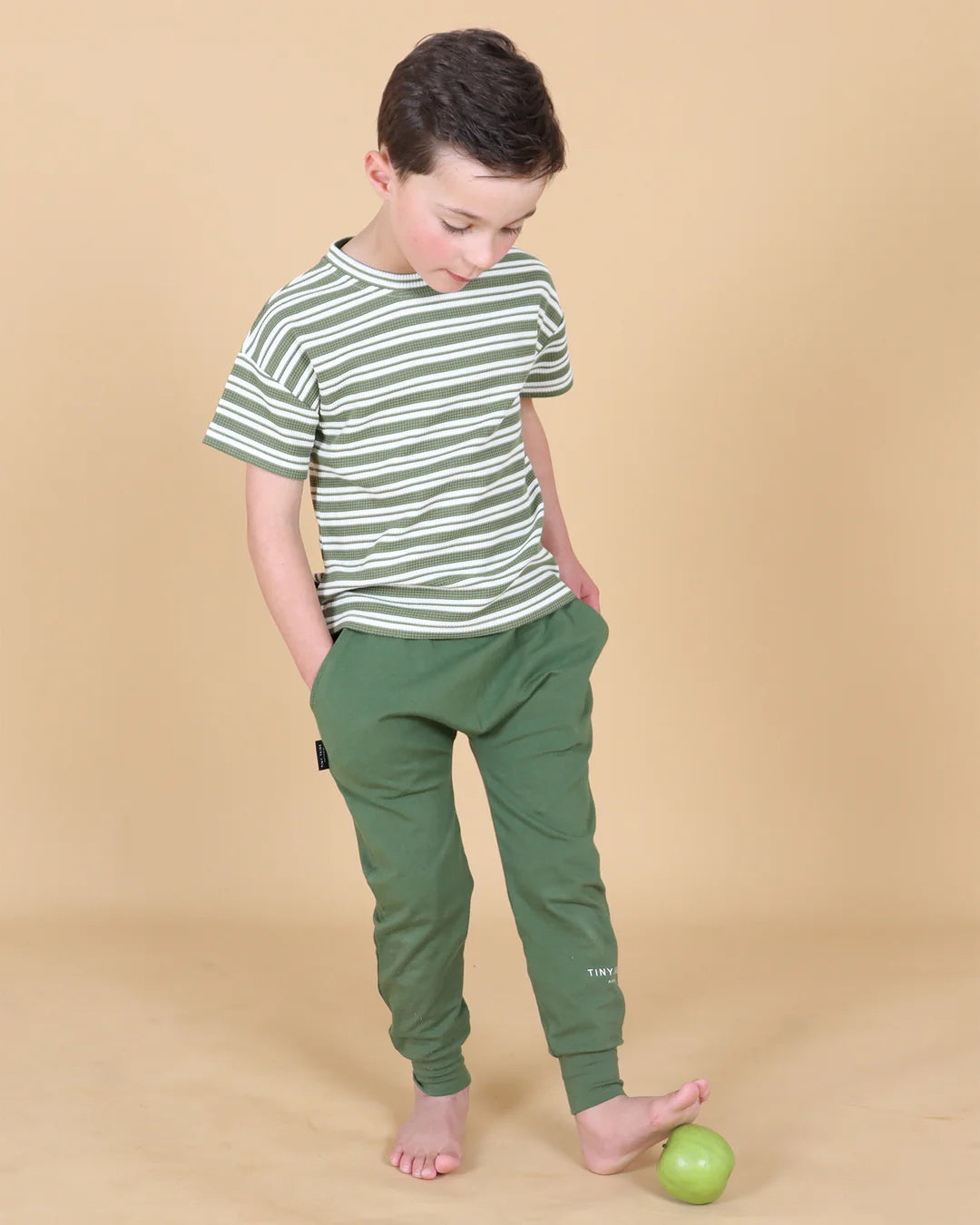 Tiny Tribe - Forest Stripe Waffle Drop Shoulder Tee